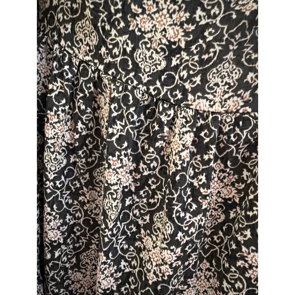 Promesa Boho Tiered Maxi Skirt Floral Women's Size L Split‎ Elastic Waist Hippie - Picture 3 of 7